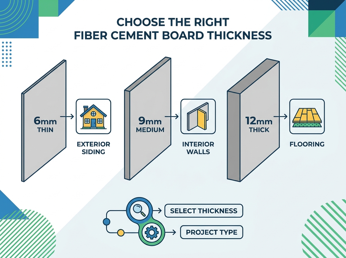 Fiber cement board installation and thickness evaluation
