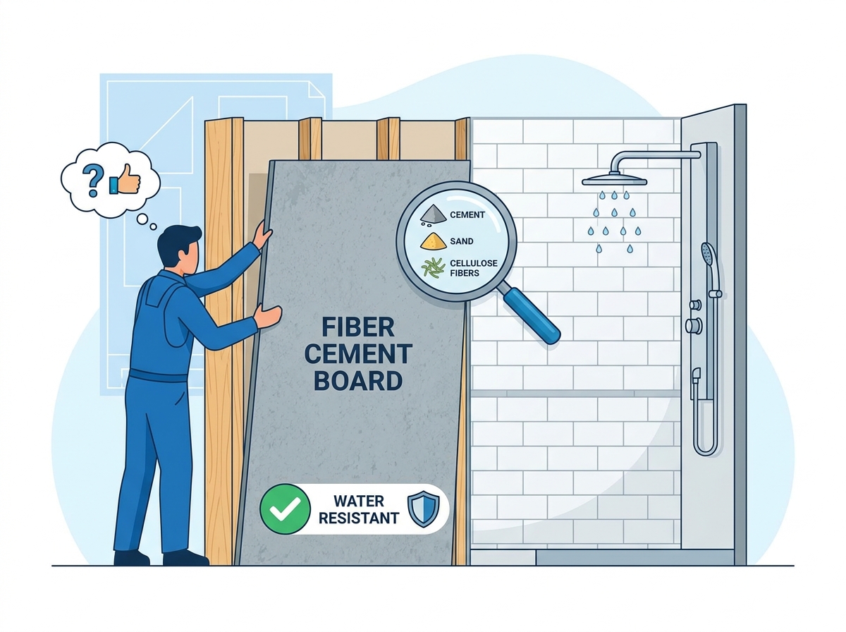 Fiber cement board installation process in a bathroom