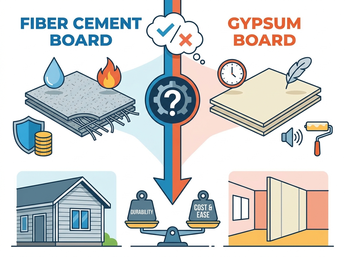 Fiber cement board installation and material comparison